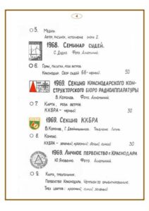 Каталог знаков Краснодарского края по спортивному ориентированию 1967-1973.