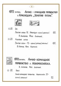 Каталог знаков Краснодарского края по спортивному ориентированию 1967-1973.